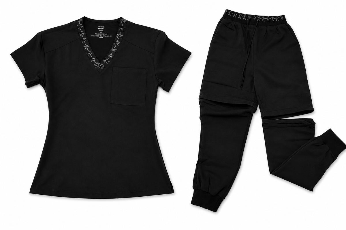 Homilos Black Scrub Set
