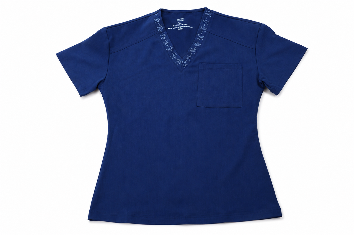 Homilos Navy Blue Scrub Top